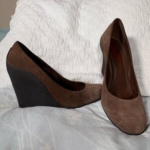 Brown Suede Wedge Heels